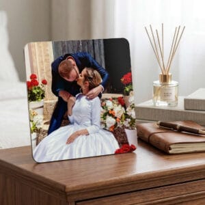 Portafoto in legno con supporto da tavolo